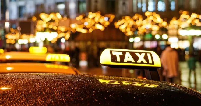 A yellow taxi