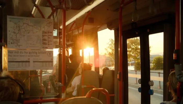 The inside of a bus